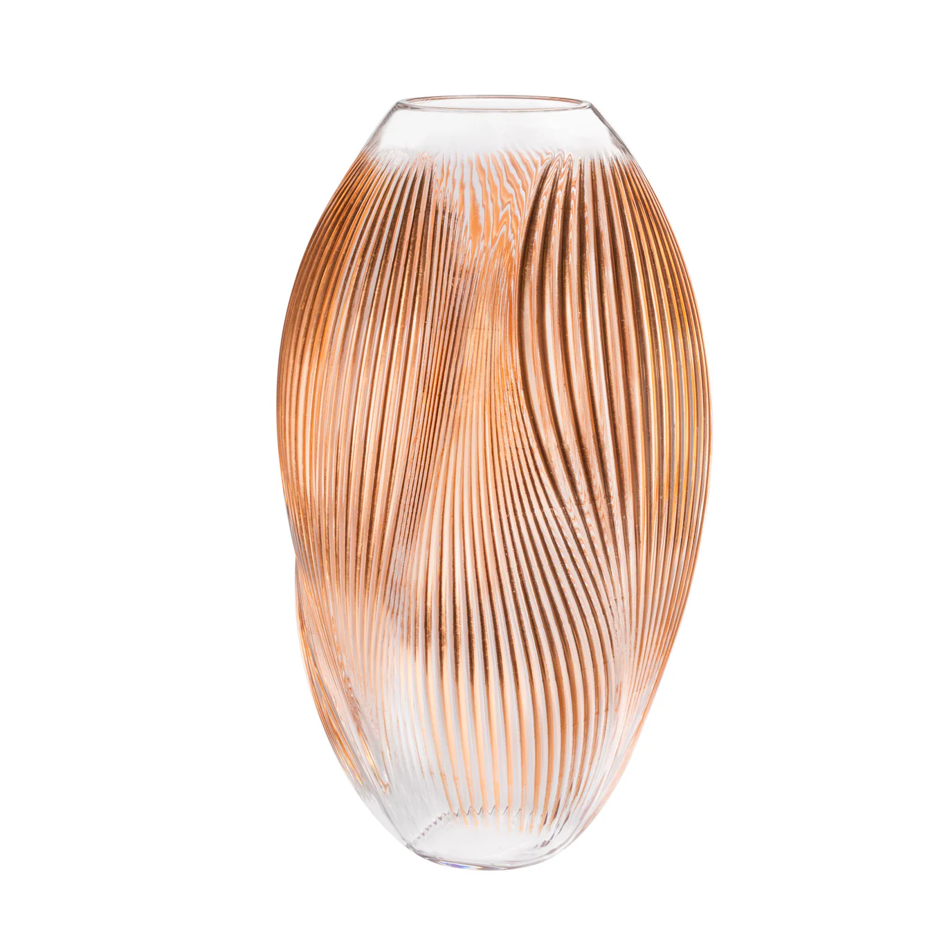 Alizé XXL Vase with pink gold leaves - Image 4