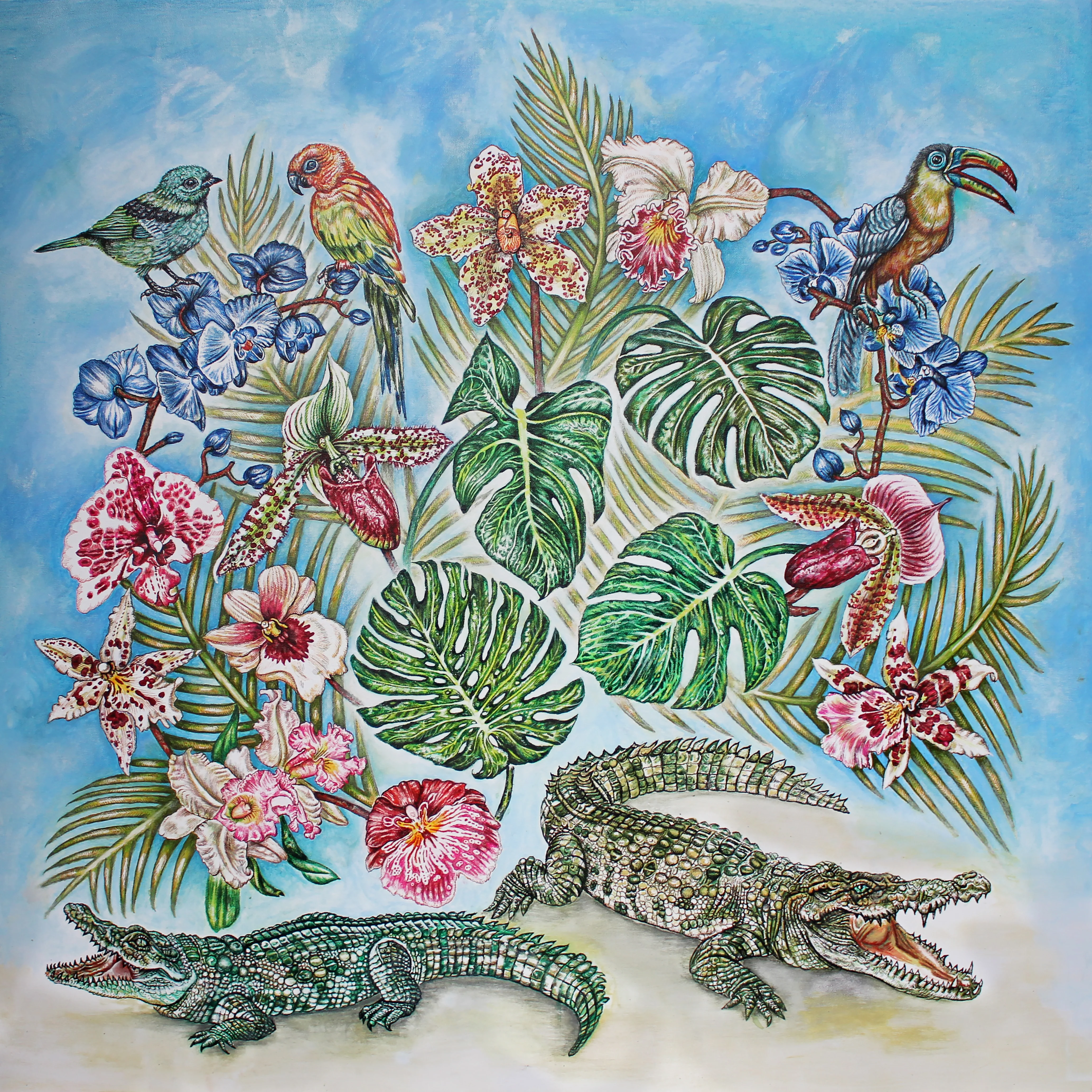 Foulard Lalique by Ginny Litscher, Blue Jungle design - Image 3