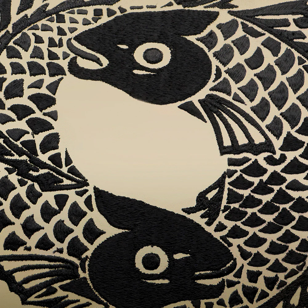 Koi Circle embroidered square cushion - Image 2