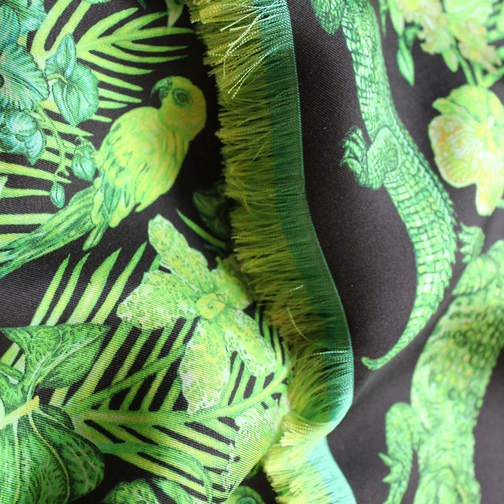 Scarf Lalique by Ginny Litscher, Neon green Jungle design - Image 2