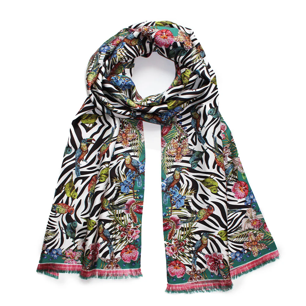 Scarf Lalique by Ginny Litscher, Pink & black Zebra design - Image 4